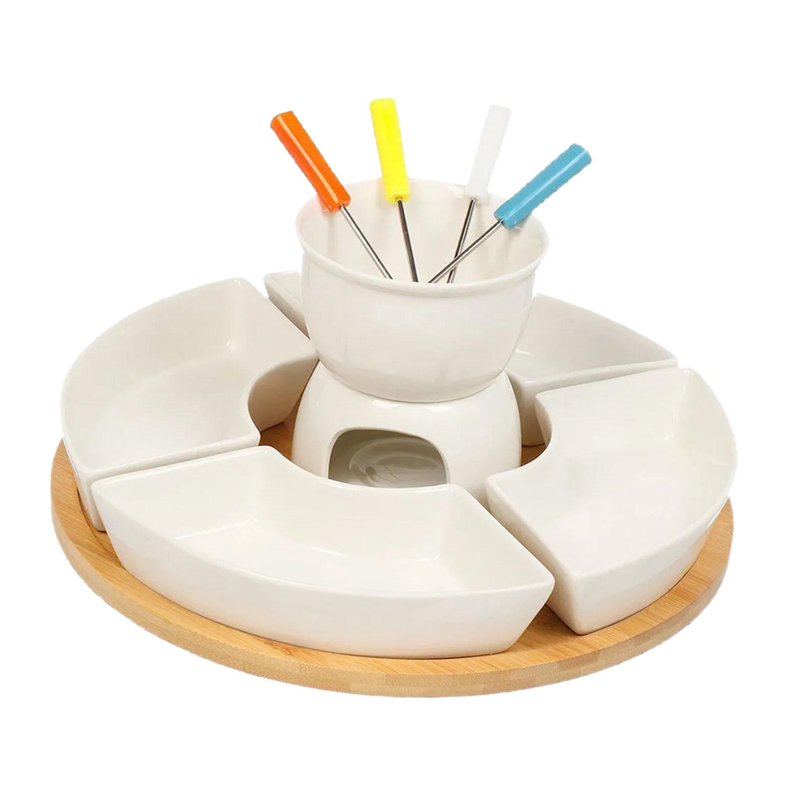 Fondue Pot Ceramic - Fonduepot Smeltkroes Set, Boterverwarmer Thuis Theelicht