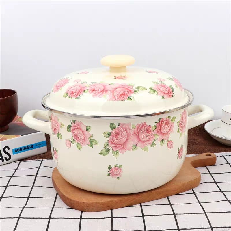 Fondue Pot Ceramic - Verdikte 16-24Cm Elegante Roze Roze Emaille