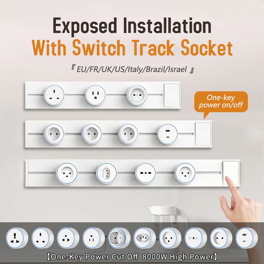 Home Cooking Delivery - Witte Home Verplaatsbare Stroomrail Stopcontact Eén-Knops
