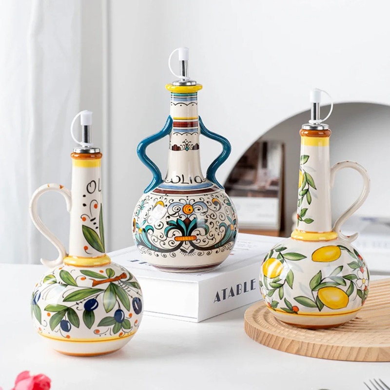 Home Cooking Delivery - Keramische oliefles, sojasausfles, kruidenpot, keukenartikelen, Noorse