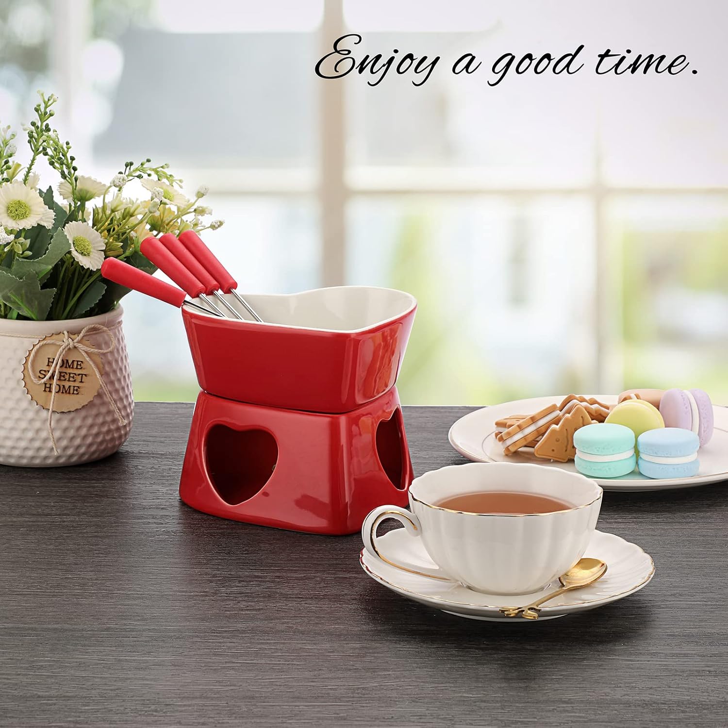 320 ml keramische hartvormige  - Fondue Pot Ceramic recensie en prijs