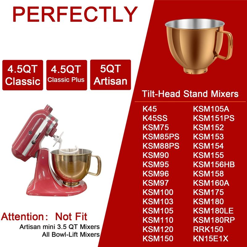 A27F-5 QT RVS Mixer Kom voor K - Kitchenaid Mixer Artisan 5Qt recensie en prijs